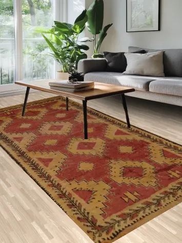 Handcrafted Moroccan Area Rug 5x11 with Intricate Geometric Design