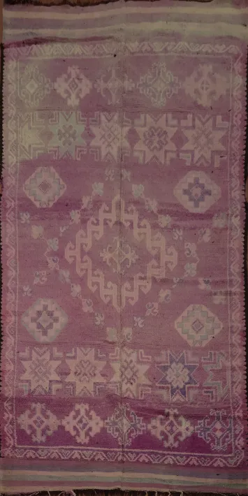 Stylish Geometric Patterns on Soft Purple Moroccan Area Rug 6x13