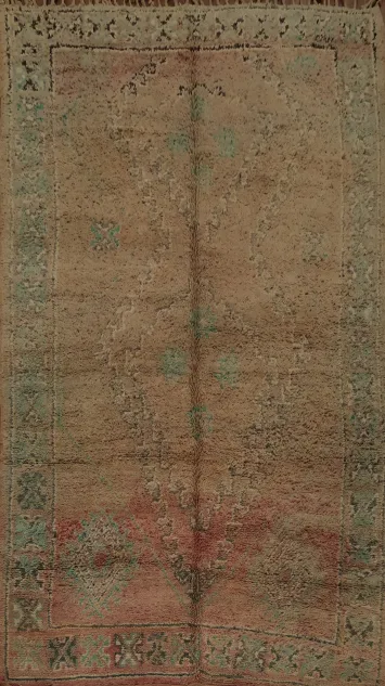 Timeless Faded Geometric Moroccan Area Rug 6x11 in Natural Hues