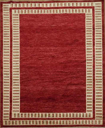 Modern Bordered Gabbeh Kashkoli Oriental Area Rug 7x8