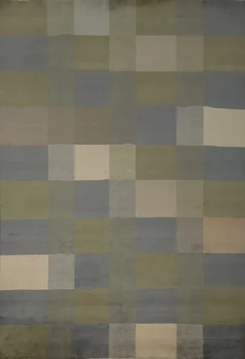 Checkered Gabbeh Kashkoli Area Rug 8x10 in Soft, Natural Color Blends