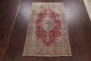 Distressed Floral Tabriz Persian Area Rug 6x10