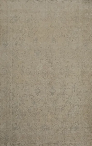 Soft Beige Traditional Distressed Rug for Classic Living Rooms 7x9