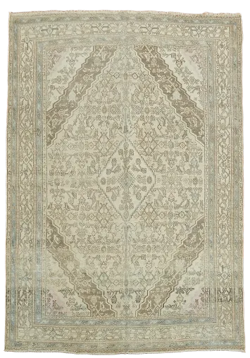 Muted Geometric Hamedan Persian Area Rug 7x10