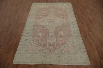 Classic Beige and Pink Rug with Symmetrical Patterns 6x10