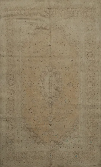 Sophisticated and Subtle Antique Peach Beige Persian Rug 6x10