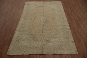 Sophisticated and Subtle Antique Peach Beige Persian Rug 6x10