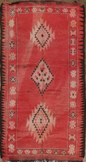 Antique Tribal Moroccan Oriental Area Rug 5x9