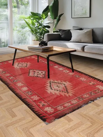 Antique Tribal Moroccan Oriental Area Rug 5x9