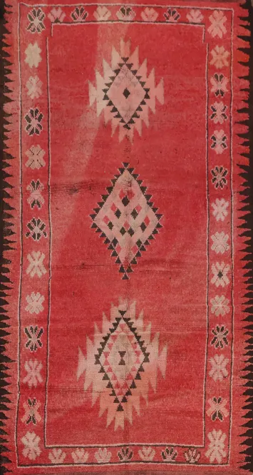 Antique Tribal Moroccan Oriental Area Rug 5x9