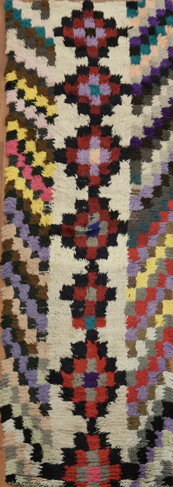 Checkered Moroccan Oriental Runner Rug 3x9