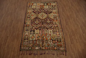 Lush Moroccan Area Rug 6x11 with Detailed Symmetrical Motifs and Colors