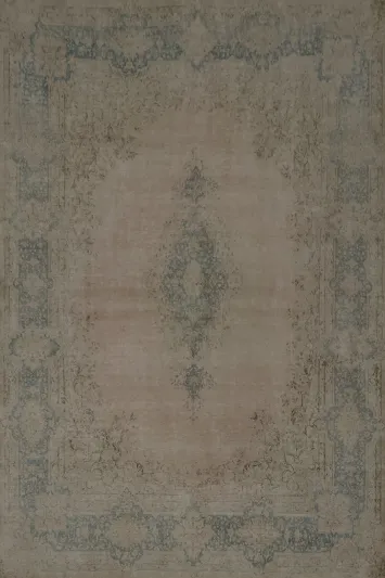 Distressed Muted Pink and Blue Kerman Persian Area Rug 10x13