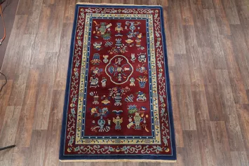Masterfully Crafted Luxury Art Deco Chinese Rug Featuring Cultural Motifs and Symbols 5x8