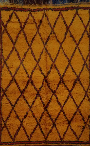 Wool Moroccan Area Rug 6x8 in Earthy Tones with Intricate Patterns