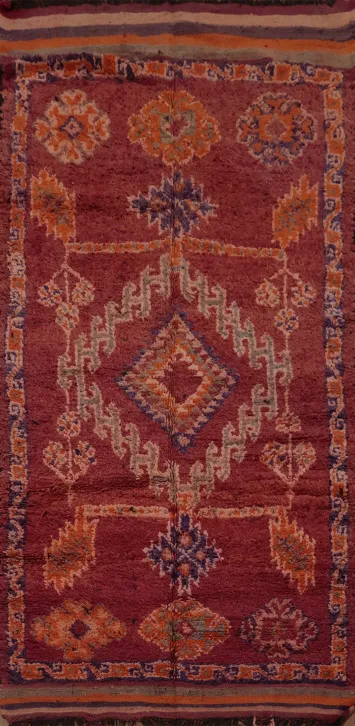 Moroccan Runner Rug 4x9 with Warm Tones and Detailed Embroidery