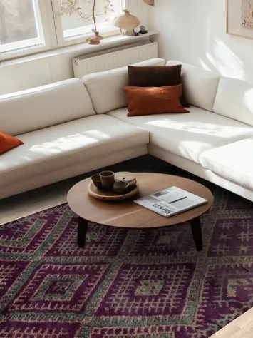 Purple Moroccan Area Rug 6x12 Perfect for Eclectic Home Decor