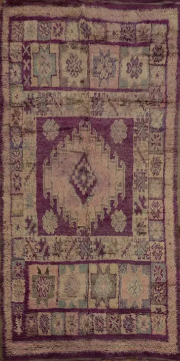 Rustic Moroccan Antique Area Rug 6x12 with Unique Framed Accents
