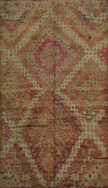 Geometric Moroccan Antique Area Rug 6x10 with Warm Hues