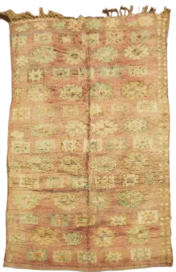 Antique Distressed Pink-Patterned Moroccan Tribal Nomad Rug 6'x9'