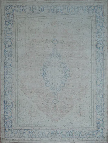 Pale Coral Distressed Kerman Persian Large Rug 10x13