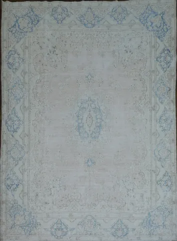 Muted Pale Rose Pink Distressed Kerman Persian Area Rug 10x13