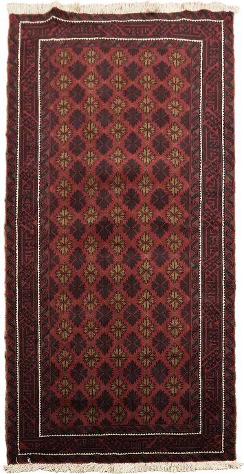 Geometric Balouch Persian Area Rug 4x7