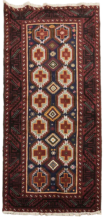 Geometric Balouch Persian Area Rug 3x6