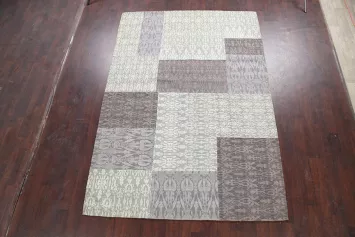 Sophisticated Neutral Patchwork Rug for Elegant Spaces