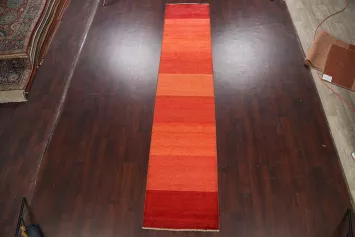 Modern Gabbeh Kashkoli Oriental Runner Rug 3x13