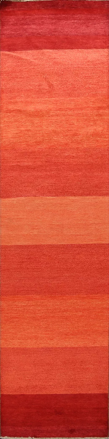 Modern Gabbeh Kashkoli Oriental Runner Rug 3x13