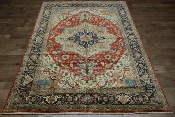 Luxury Handmade Vegetable Dye Heriz Serapi Area Rug 9x12