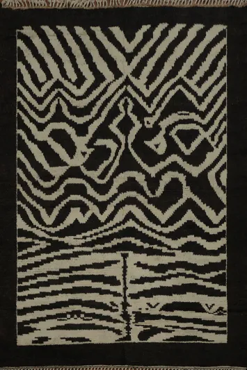 Black and White Moroccan Modern Area Rug 8x10