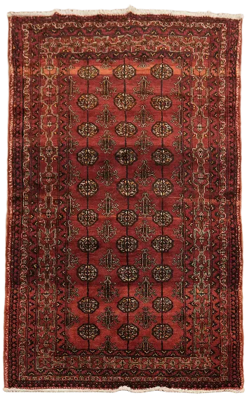 Vintage Geometric Red Persian Balouch Wool Rug 4'x6'