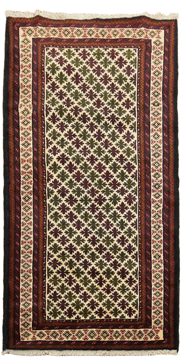 Geometric Balouch Persian Runner Rug 3x7