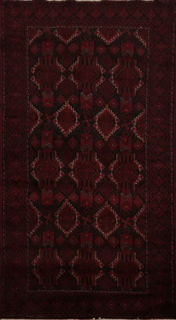 Elegant Balouch Persian Rug 3x6 with Subtle Geometric Patterns