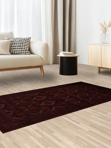 Elegant Balouch Persian Rug 3x6 with Subtle Geometric Patterns