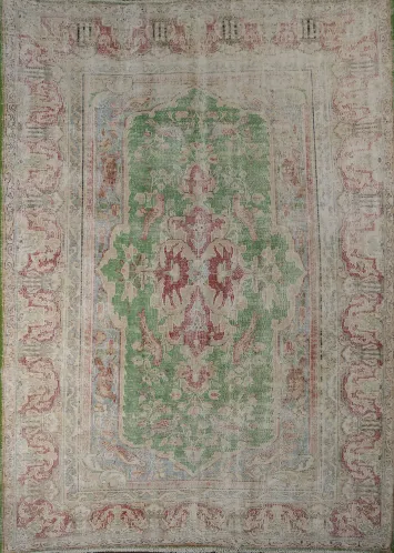 Muted Distressed Kerman Persian Area Rug 6x8