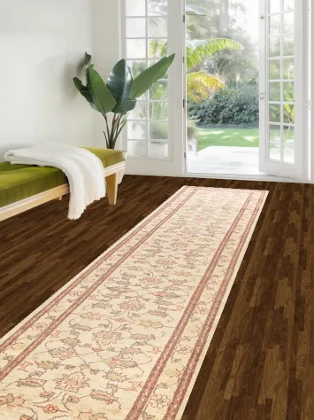 100% Vegetable Dye Floral Peshawar Oriental Runner Rug 3x13