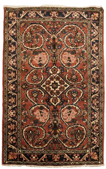 Vegetable Dye Brick Red Bakhtiari Persian Area Rug 4x7 ft
