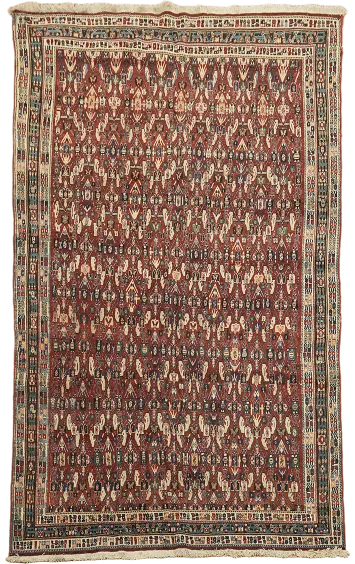 Vegetable Dye Vintage Qashqai Persian Wool Rug 6x9