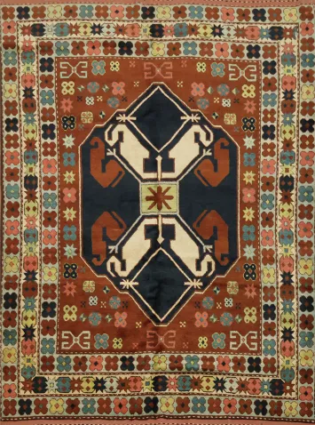 Decorative Artisan-Made Tribal Turkish Wool Rug in Warm, Earthy Tones 6'x8'
