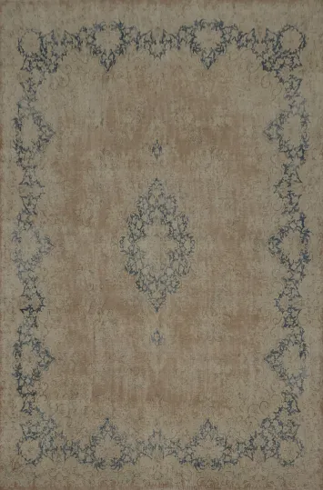 Muted Distressed Kerman Persian Area Rug 10x13
