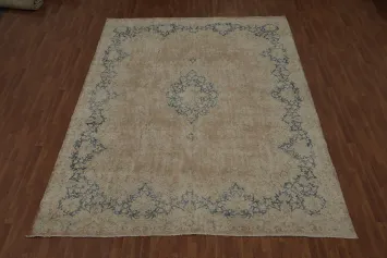 Muted Distressed Kerman Persian Area Rug 10x13