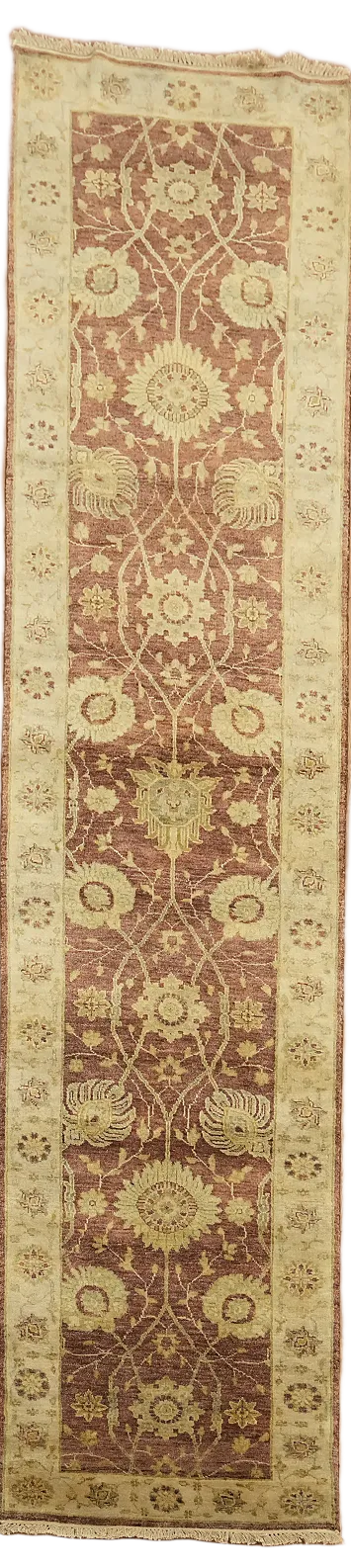 100% Vegetable Dye Agra Oriental Wool Runner Rug 3x12