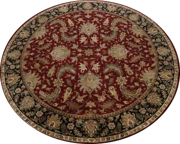 Floral Red Agra Oriental Area Rug 12x12 Round