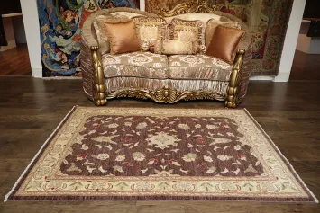 Classic Brown Peshawar Area Rug with Enchanting Floral Details for Rich Room Ambiance 5x7