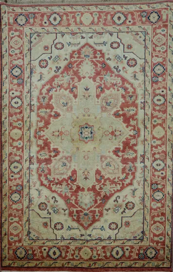 Geometric Heriz Oriental Area Rug 4x6