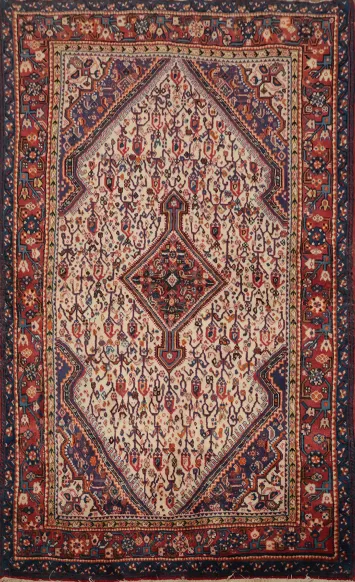 Elegant Vintage Zanjan Area Carpet Rug with Ornate Pattern Design 4x6