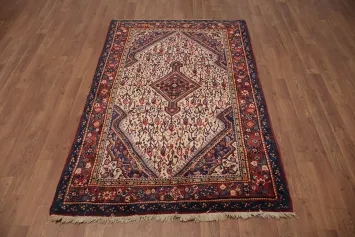 Elegant Vintage Zanjan Area Carpet Rug with Ornate Pattern Design 4x6